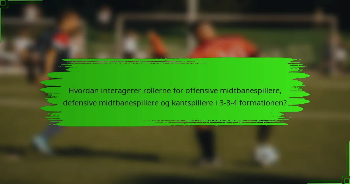 Hvordan interagerer rollerne for offensive midtbanespillere, defensive midtbanespillere og kantspillere i 3-3-4 formationen?